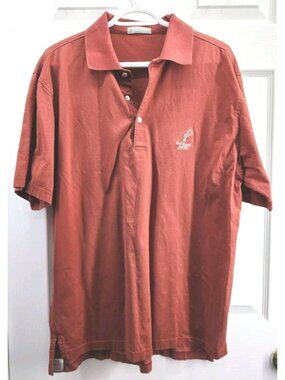 Peter Millar Top Polo Mens M Rust Orange Loch Lomond Golf Club